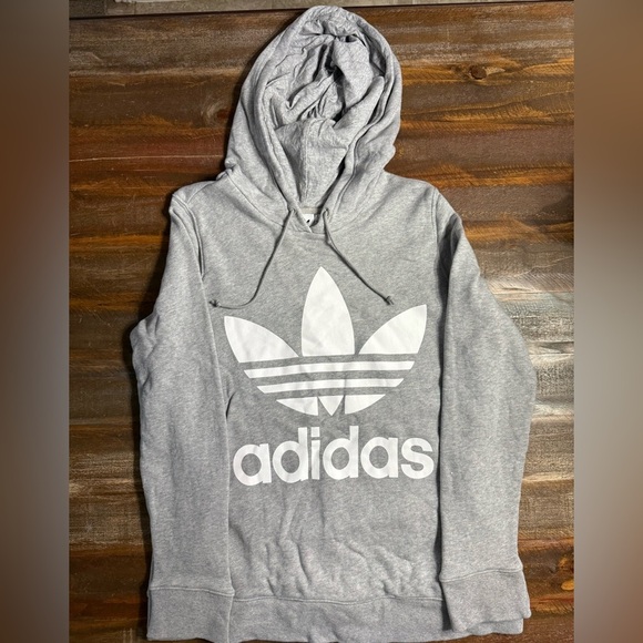 Adidas Gray Hoodie with White Logo—EUC - Picture 1 of 3